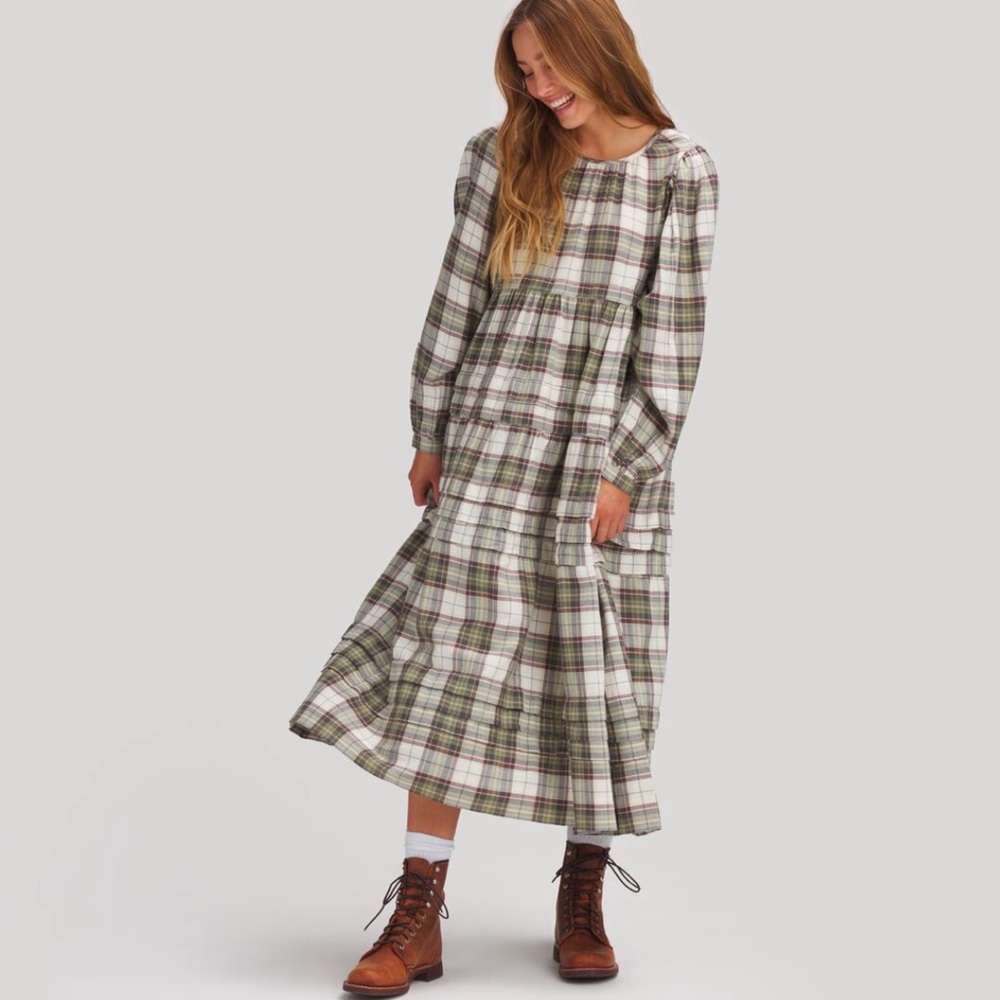 Basin and Range Plaid Ranch Long Sleeve Maxi Dress
 Boho vintage retro preppy